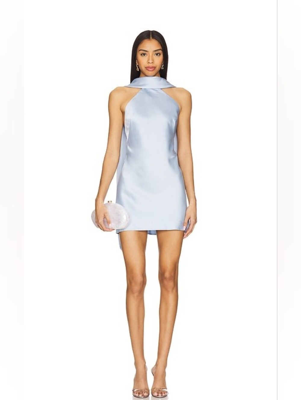 $250 SIGNIFICANT OTHER Lucile Halter Dress Ice Blue Satin Size US 6